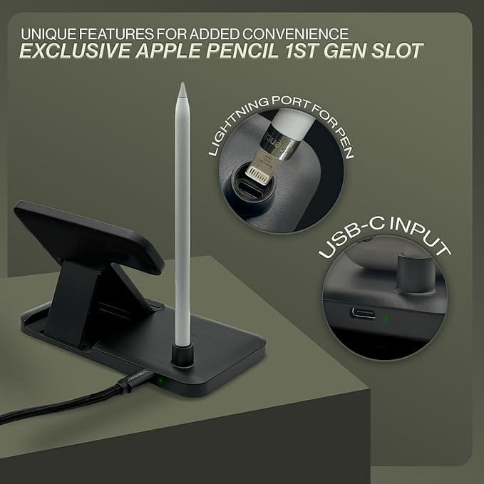 Charging station with dedicated first-generation Apple Pencil slot